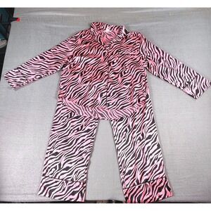 Victoria's Secret Zebra Print Pajama Set Pink Black Button‎ Top Pants XL Comfort